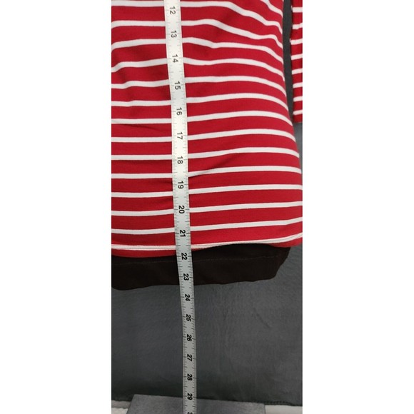 Boston Proper Off Shoulder Top Size Small Inset Bra Cranberry Red White Striped - Picture 5 of 11